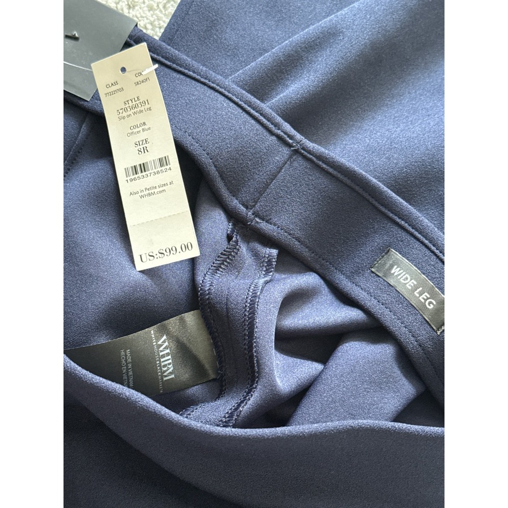 White House Black Market Wide Leg Pants 8R Officer Blue Slip On 570360391 NWT - Picture 4 of 4
